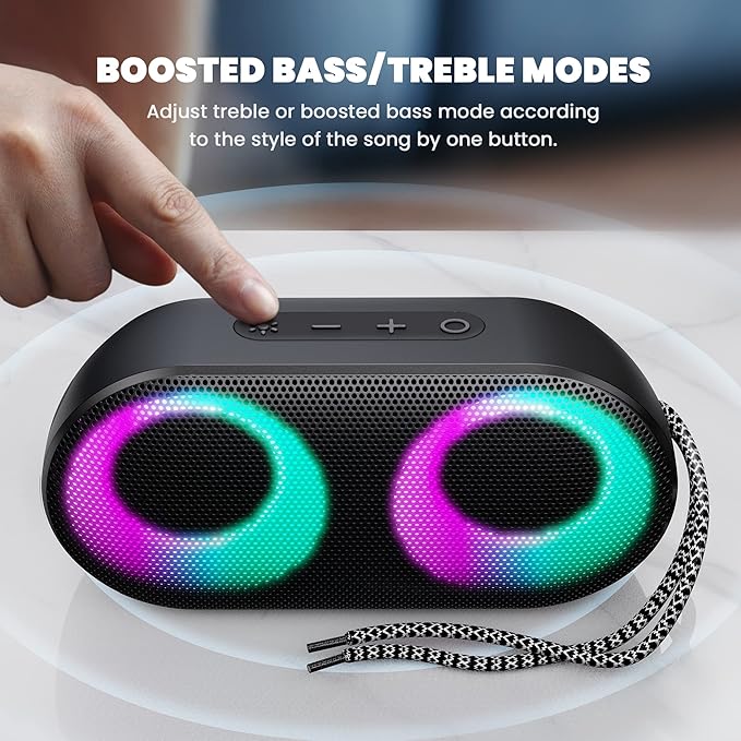 MIATONE Drum Shower Speaker with LED Lights, IPX7 Waterproof Bluetooth Speaker, 15W Loud Sound, Bluetooth 5.3, 24H Playtime, Portable Speaker for Bathroom, Shower, Pool, Beach, Teen Boys Girls Gifts