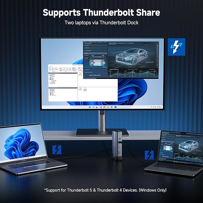 Cable Matters [Intel Certified] 11-in-1 Thunderbolt 5 Dock with Thunderbolt Share, 3X Thunderbolt 5 Ports, 2.5GbE, 3X USB 3.2 Ports, up to Triple 4K@144Hz on Windows 11, Dual 6K@60Hz on macOS, 140W PD