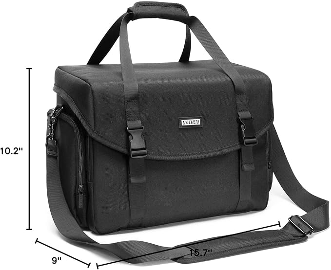 CADeN Camera Bag Case Shoulder Messenger Bag with Tripod Holder Compatible for Nikon, Canon, Sony, DSLR SLR Mirrorless Cameras Waterproof (Black, Large)