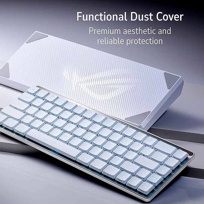 ASUS ROG Falchion RX Low Profile 65% Wireless Gaming Keyboard with ROG RX Red Low-Profile switches, tri-Mode Connection with ROG SpeedNova, Silicone dampening Foam, Touch Panel, and MacOS Support.