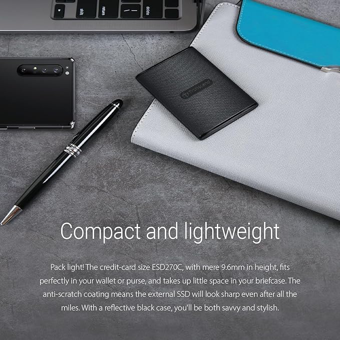 Transcend 1TB External SSD for iPhone/iPad/Mac/Windows/Android, PC/Laptop/Tablet/TV/Game Console, Portable Solid State Drive with One Touch Back up, One-Time Password Unlock, Type-A&Type-C Cables