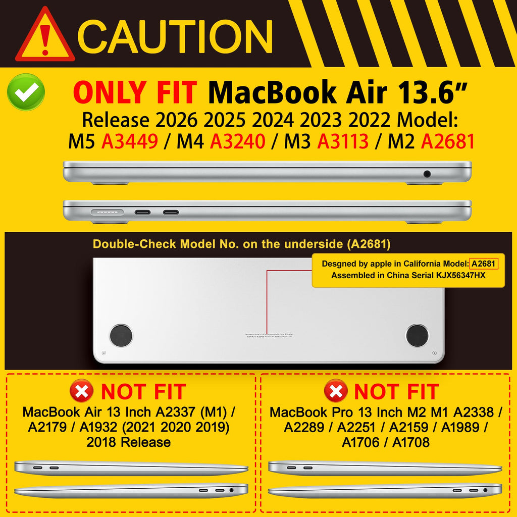 May Chen Case for MacBook Air 13/13.6 inch M5 A3449 M4 A3240 M3 A3113 M2 A2681, 2026 2025 2024-2022, Plastic Hard Shell with Keyboard Cover & Screec Protector, Clear Glitter Bow