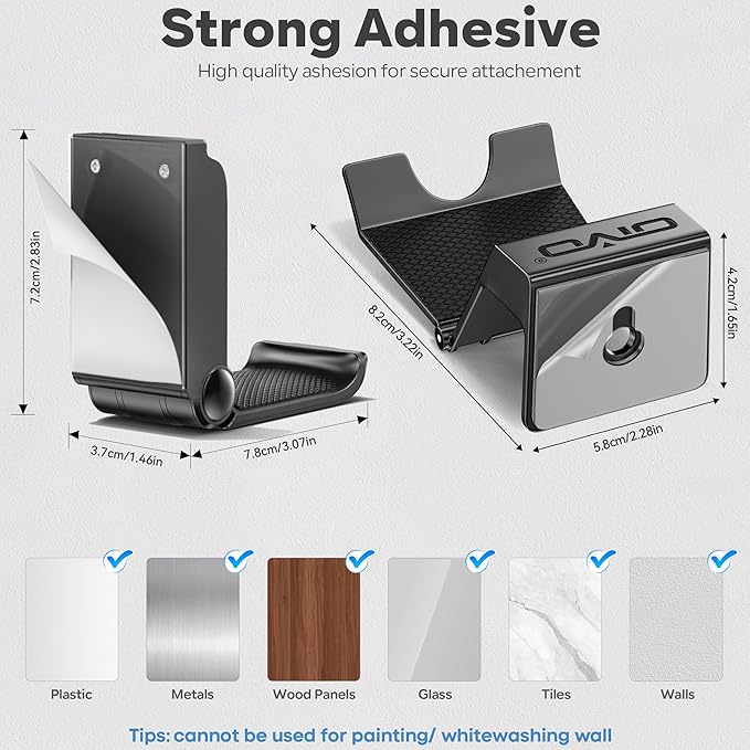 OIVO Controller & Headset Wall Mount Holder Stand, Foldable Headphone Stand, Gaming Controller Holder Hanger Hook, Universal Storage Organizer Controller/Earphone/Game Accessories-9 Packs