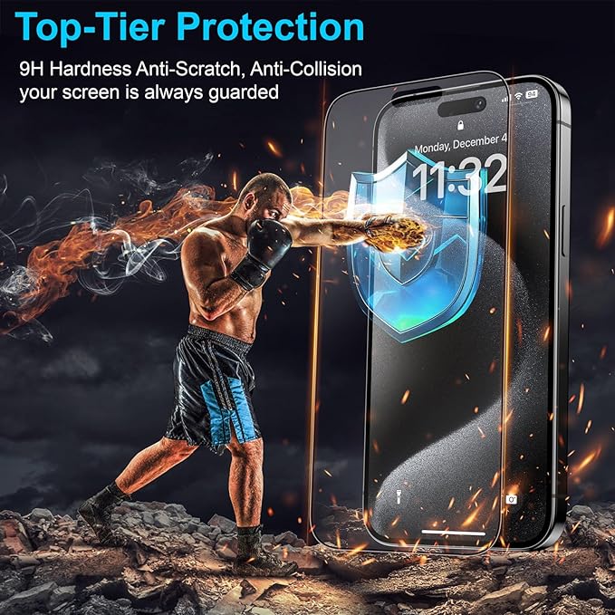 Mothca 2 Pack Matte Glass Screen Protector for iPhone 15 Pro Max 6.7-inch [Auto Fit Box Dust-Free] Edge to Edge Full Coverage Anti-Glare & Anti-Fingerprint Tempered Glass, Bubble Free, Smooth as Silk