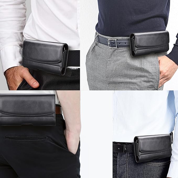 Phone Holster for iPhone 16 15 14 Pro Max 13 12 11 XR X XS SE 8 Plus 7 Plus 6s 6 Nylon Cell Phone Pouch Belt Holder Carrying Case with Belt Clip Loops,Black