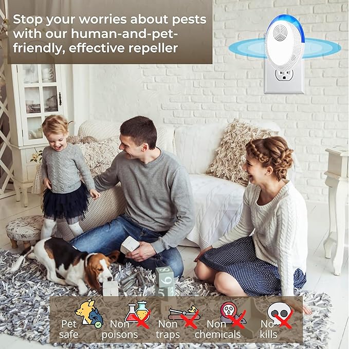 Ultrasonic Pest Repeller Mice Repellent Indoor Pest Repellent Ultrasonic Plug in, Mouse Deterrent, Pest Control for Spiders, Roaches, Insects (6 Pack)