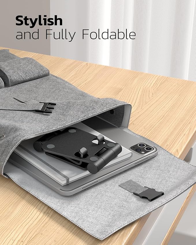 Nulaxy 2 Pack Dual Folding Cell Phone Stand, Fully Adjustable Foldable Desktop Phone Holder Cradle Dock Compatible with Phone 16 15 14 13 12 Pro Xs Xs Max Xr, All Phones, Black&Gold