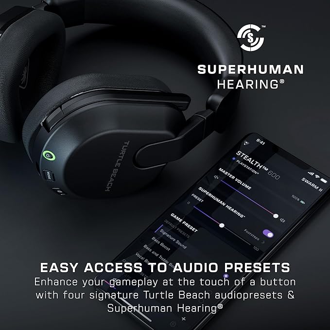 Turtle Beach Stealth 600 Wireless Multiplatform Amplified Gaming Headset for Xbox Series X|S, Xbox One, PC, PS5, PS4, & Mobile – Bluetooth, 80-Hr Battery, Noise-Cancelling Mic – Black