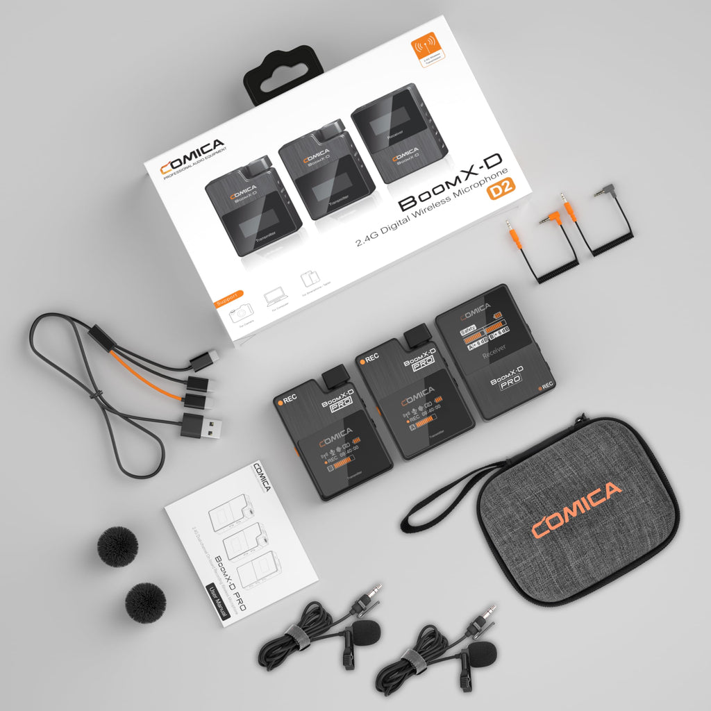 COMICA BoomX-D2 PRO Wireless Lavalier Microphone for iPhone Android Camera