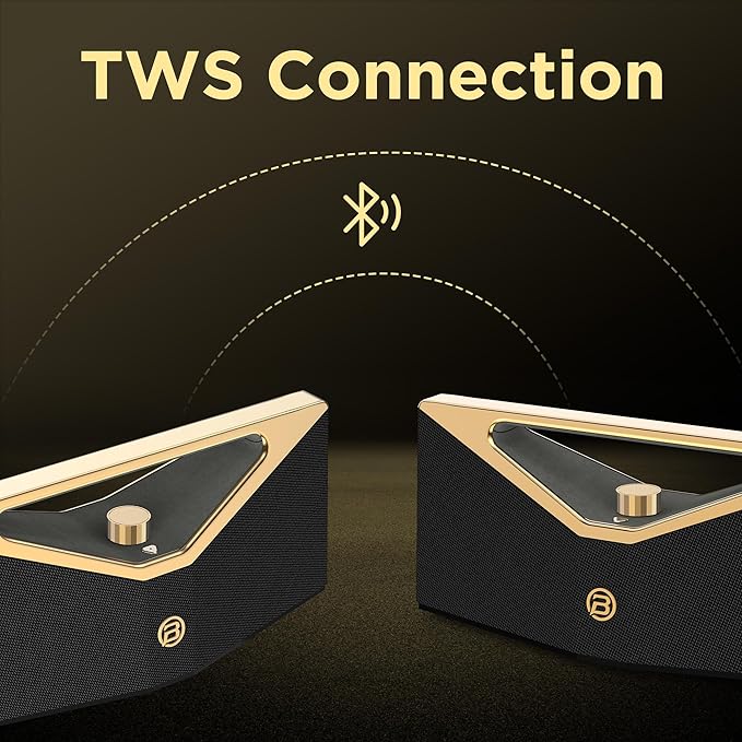 BUGANI Bluetooth Speaker Loud 160W,Waterproof Large Bluetooth Speaker Subwoofer Hi-Res Audio, 12H Playtime Party Outdoor Speakers for Camping, Beach, Golden