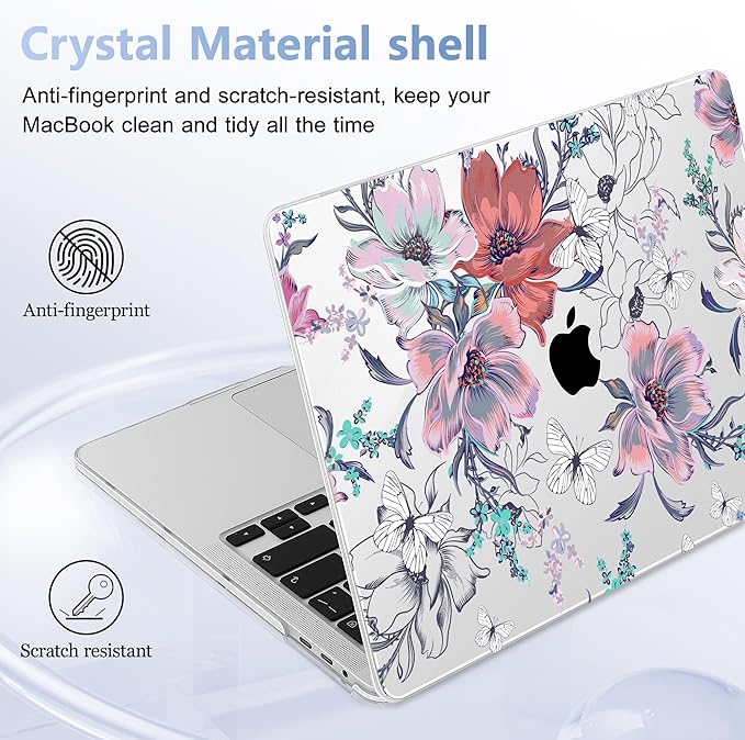for MacBook Pro 16 inch Case 2019 2020 Release Model A2141, Plastic Hard Shell Cover with Keyboard Cover & Screen Protector for MacBook Pro 16 inch with Touch Bar & Touch ID, Floral C319