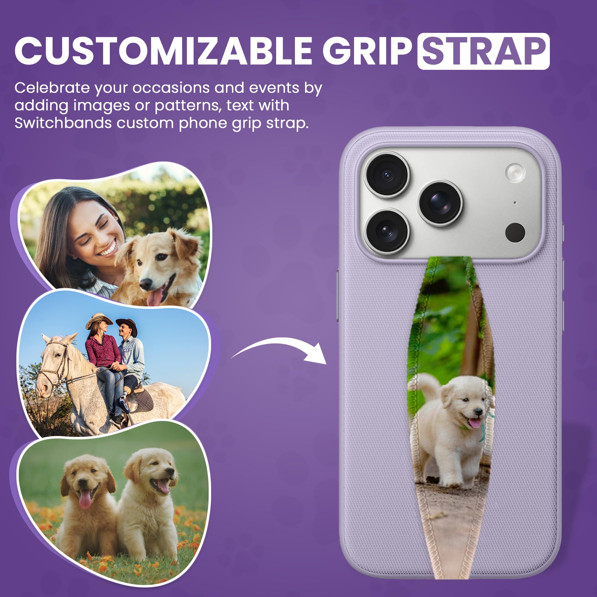 Switchbands Animal Phone Grip Strap 2 Pack – Reversible Elastic Strap, Adhesive-Free No Damage, Drop Protection, Arthritis Friendly, Wireless Charging Compatible, Universal Fit – Boho Bouquet
