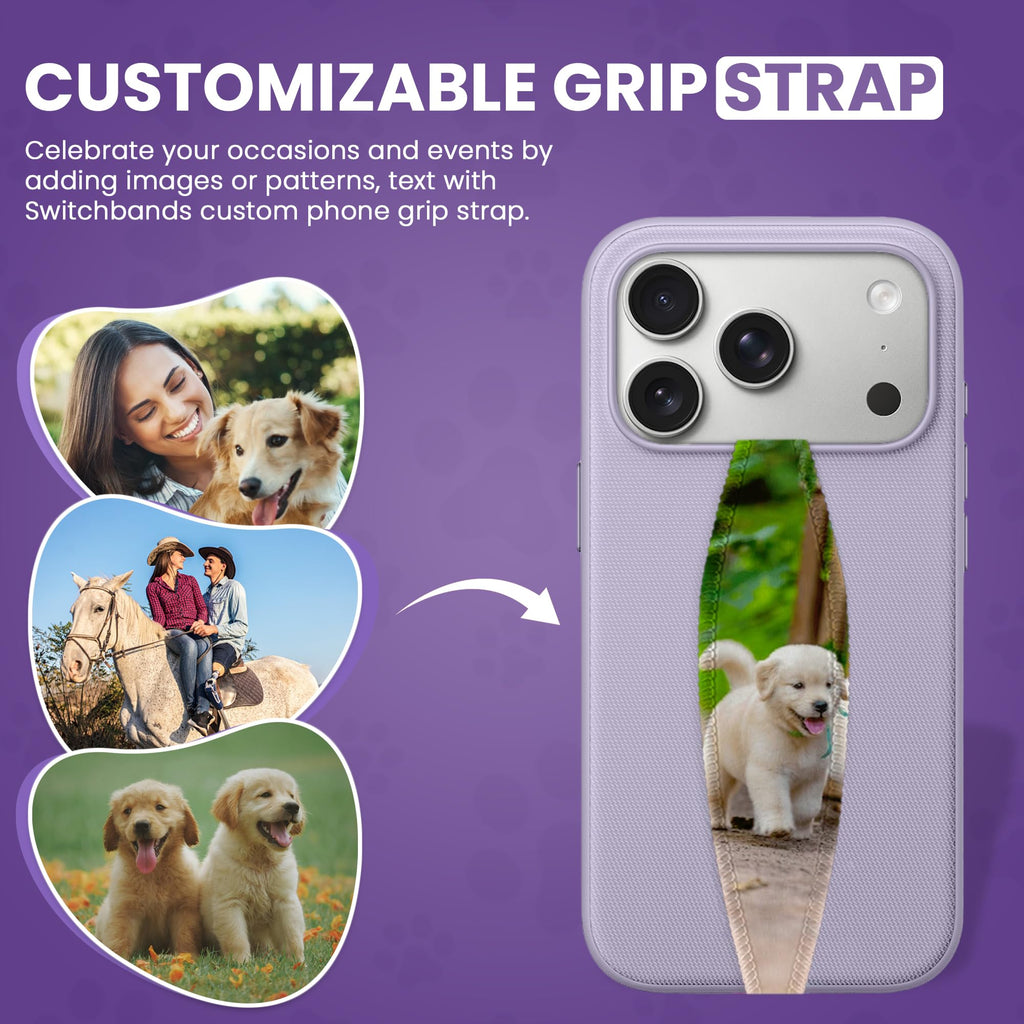 Switchbands Animal Phone Grip Strap 2 Pack – Reversible Elastic Strap, Adhesive-Free, Drop Protection, Anti-Theft Protection, Wireless Charging Compatible, Universal Phone Grip – Brown & Black Cows
