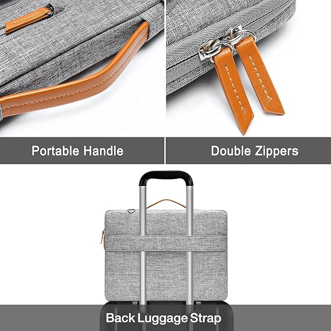 MOSISO 360 Protective Laptop Shoulder Bag,13 inch Computer Bags Compatible with MacBook Air M4 M3 M2 M1 2025-2018/Pro 13 2025-2016,Side Open Messenger Bag with 4 Zipper Pockets, Gray