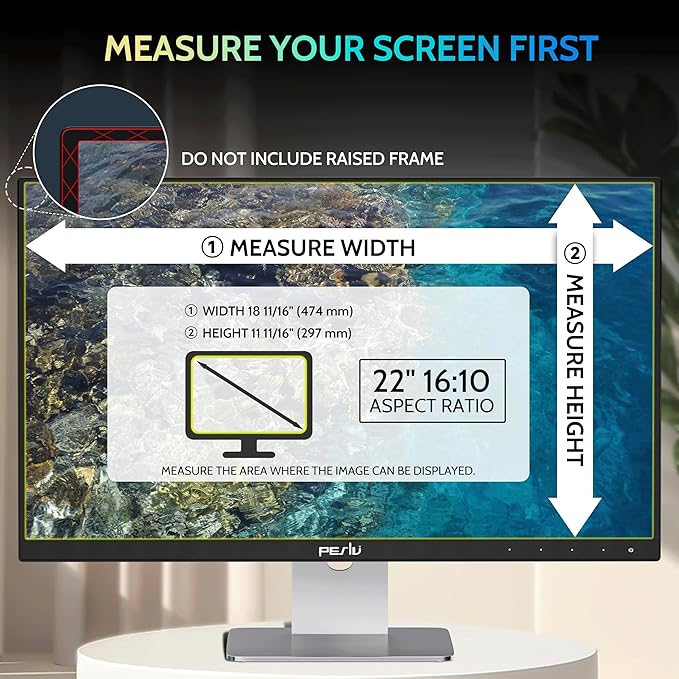 [2-Pack] 22 Inch Privacy Screen for Computer Monitor 16:10 Aspect Ratio, Eye Protection Anti Blue Light Glare Shield, 22inch Removable Black Blackout Anti Spy Desktop Security Private Filter