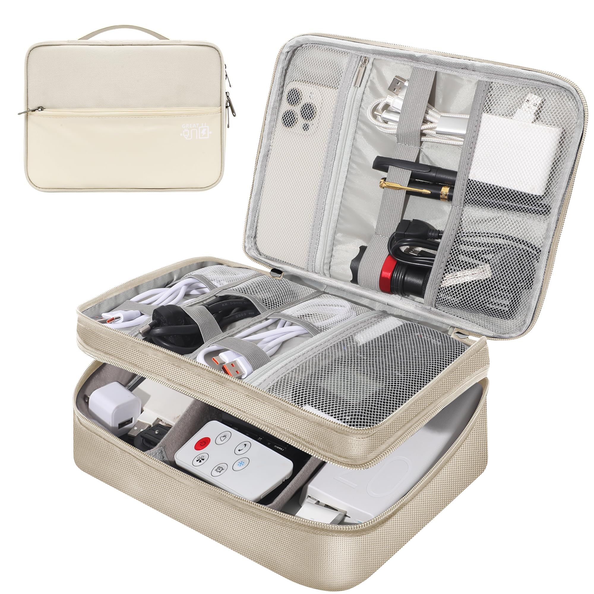CILLA Electronic Organizer Travel Case, Travel Cord Organizer Case Portable Waterproof Cable Organizer Bag for Charger, Cord, USB, Power Bank, Earphone