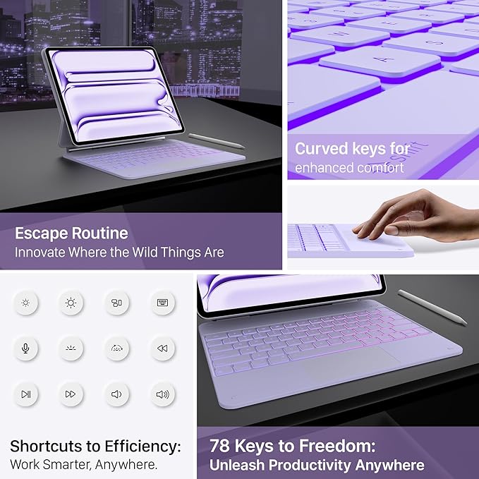 typecase Keyboard Case for iPad Pro 13-inch (M4) 2024,Magic Keyboard with 11 Colors Backlight for iPad Pro 13,Keyboard Case with Pencil Holder,Multi-Touch Trackpad,Easy-Set Magnetic Stand,Light Purple