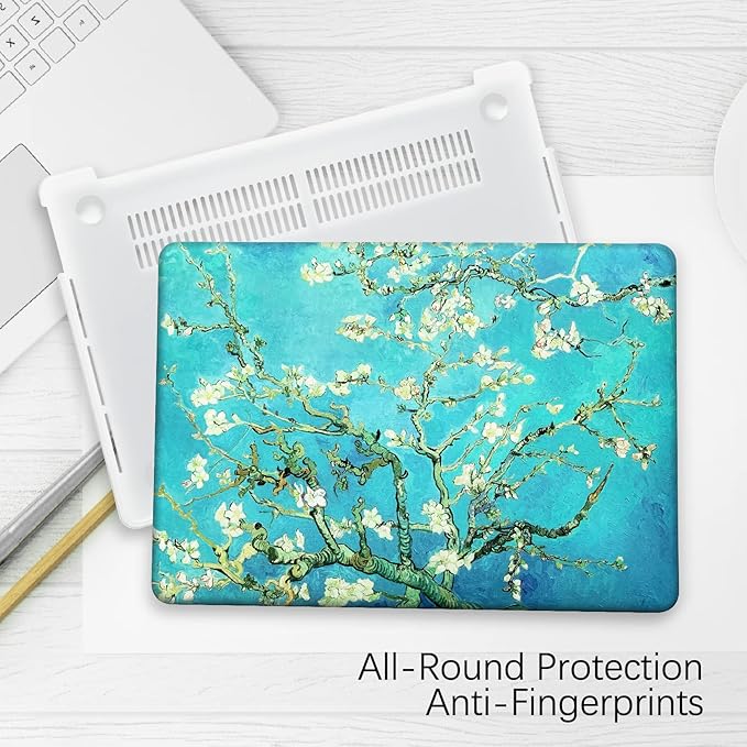 Compatible with MacBook Pro 13 inch Art Case Skin, 2022, 2021, 2020-2016 Release A1706/A1989/A2159 Flower Durable Hard Shell with Keyboard Cover & Screen Protector (Almond Blossom by Van Gogh)