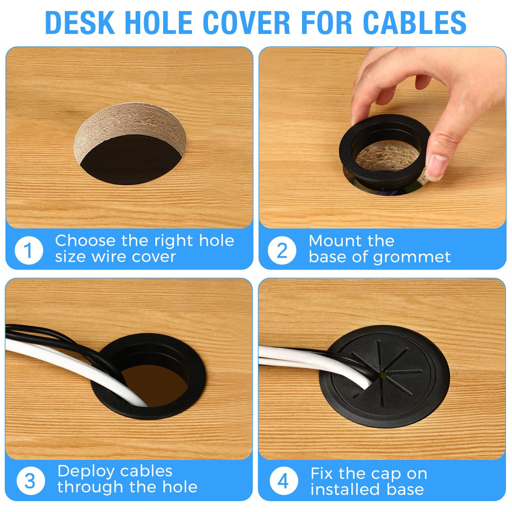 BOPOREAE 2 Pcs Desk Grommet 2" (50mm), Desk Hole Cover for Cables