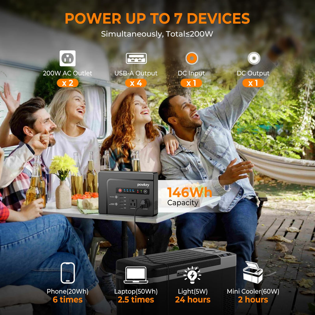Portable Power Station 200W, Rechargeable Battery Powered with AC Outlet