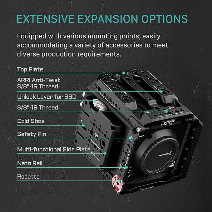 Tilta Camera Cage Base Kit Compatible with Blackmagic Pyxis 6K/ Pyxis 12K| Includes Full Cage, Top Handle, Side Handle, Side Plate, Bottom Plate & Mini Tool | ES-T21-A
