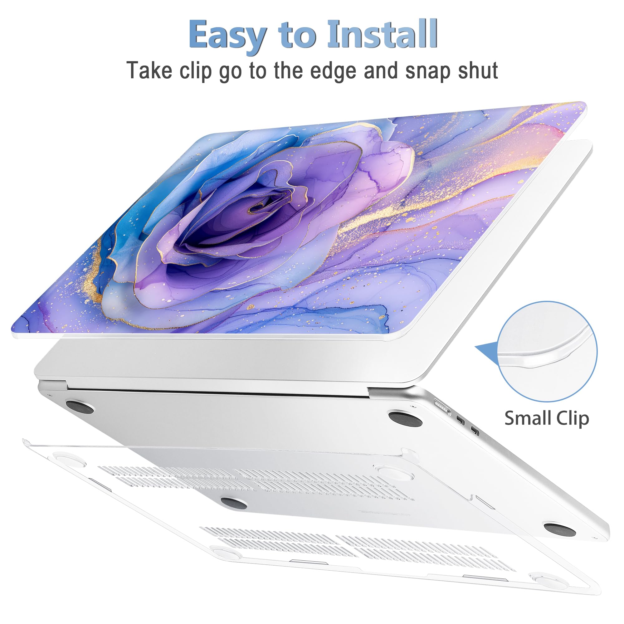Mektron Case for 2026 MacBook Air 15 INCH M5 A3448 Compatible with M4 A3241 /M3 A3114 /M2 A2941 Printed Plastic Hard Shell Cover with 15.3" Liquid Retina Display Touch ID- Rose Marble
