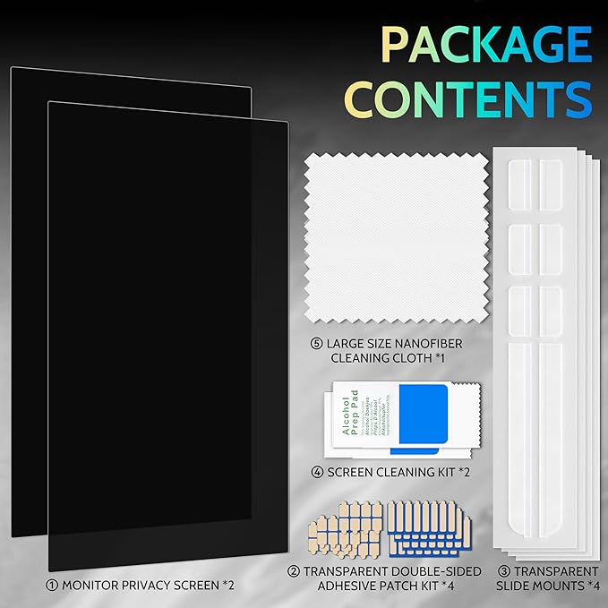 [2 Pack] 25 Inch Privacy Screen for Computer Monitor 16:9 Aspect Ratio, Eye Protection Anti Blue Light Glare Shield, 25inch Removable Black Blackout Anti Spy Desktop Security Private Filter