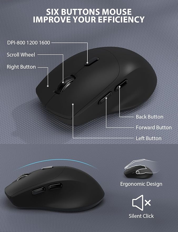 Wireless Keyboard and Mouse Combo - Full-Sized Ergonomic Keyboard with Wrist Rest, Phone Holder, Sleep Mode, Silent 2.4GHz Cordless Keyboard Mouse Combo for Computer, Laptop, PC, Mac, Windows -Trueque