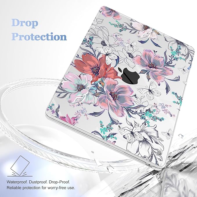 Case for MacBook Air 15 Inch 2025 2024 2023 Release M4 A3241 M3 A3114 M2 A2941, Hard Shell with Screen Protector & Keyboard Cover, Compatible with Touch ID, Floral C319