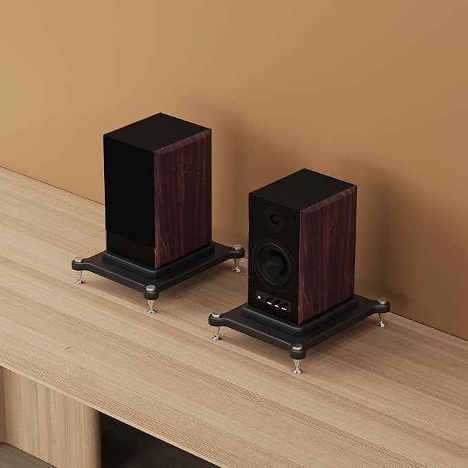 2pcs Subwoofer Isolation Stand, Double-Layered Speaker Isolation Stands with Stainless Steel Metal Feet, Acoustic Speakers Isolation Pad for Floor, Desktop (11.8×13.7in)
