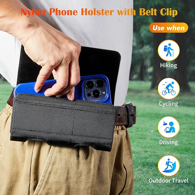 BECPLT for Galaxy S24 Ultra S23 Ultra S22 Ultra S21 Ultra Nylon Belt Holster Case Cell Phone Pouch Belt Clip Holder Phone Holster Pouch Cover for Galaxy Note 20 Ultra 5G Note 10+ Plus 5G A14 A71-Black