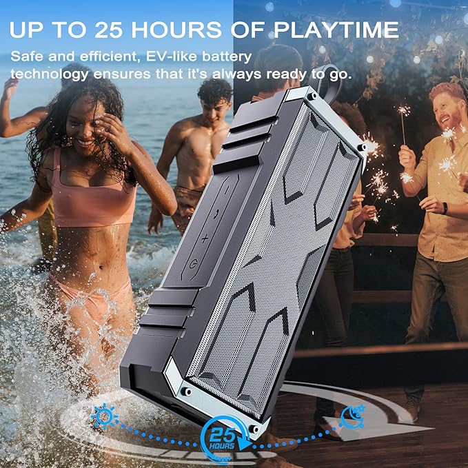 comiso Bluetooth Speaker, 5.3 Rugged Portable Speaker with 20W Stereo Sound, Speakers Bluetooth Wireless IPX7 Waterproof, 24H Playtime, Small Speakers with Deep Bass for Home, Outdoor, Beach, Travel