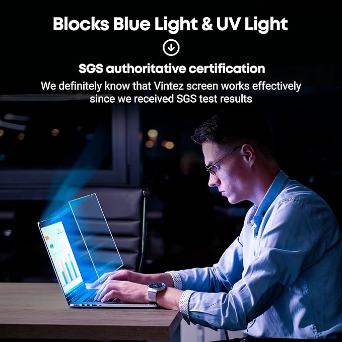 14 inch Blue Light Blocking Screen Protector Panel for 16:9 Widescreen Computer Monitor and Laptop - PC Anti-UV Eye Protection Filter Film - Anti-Scratch Diagonal Frame Shield [1 Pack]