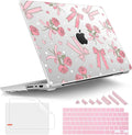 Tuiklol for MacBook Pro 14 Inch Case 2024-2021 Release M4 A3112 A3401 A3185/M3 A2918 A2992/M2 A2779/M1 A2442 Pro/Max,Hard Shell Case with Screen Protector for Touch ID,Bow & Rose-White