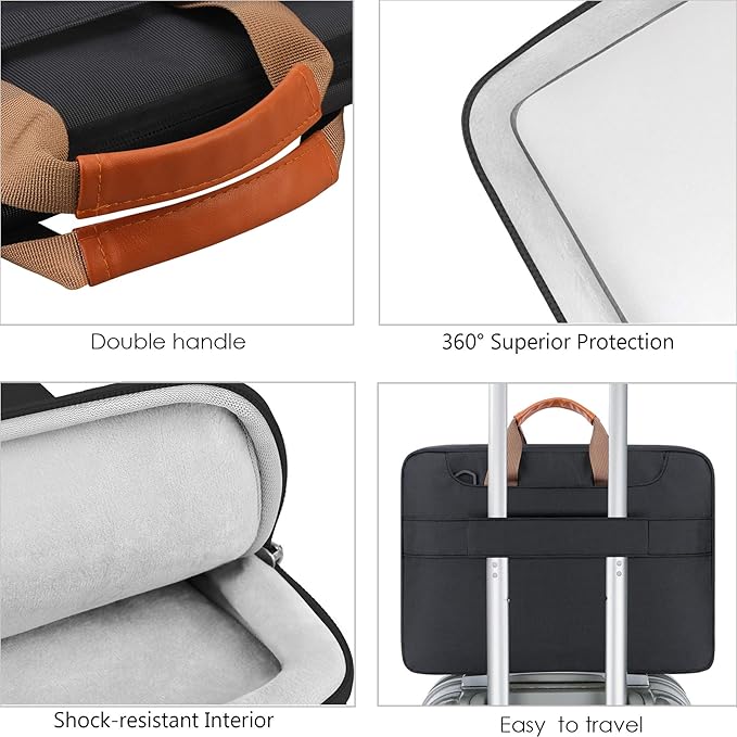 Lacdo 360° Protective Laptop Shoulder Bag, 16 inch Laptop Bag for 16 inch New MacBook Pro M4/M3/M2 /M1 Pro Max A3403 A3186 A2991 A2780 A2485 2024-2019, 15" Surface Laptop 7th Copilot+PC Computer,Black
