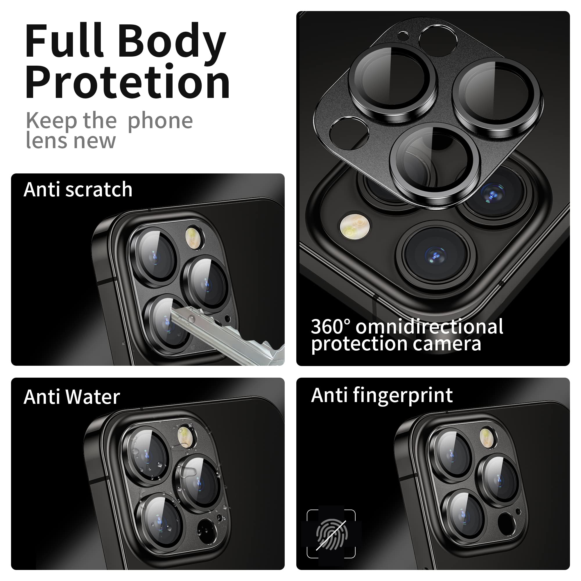 Mansoorr Camera Lens Protector for iPhone 14 Pro / iPhone 14 Pro Max, Alloy Metal Camera Cover with Tempered Glass Screen Protector Accessories,Case Friendly,Scratch Resistant,Easy to Install - Space