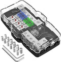 Fused Power Distribution Block Car Audio Fused Distribution Block 12V 0/4 Gauge 4 Way MIDI (Mini-ANL) Fuse Block for Auto Boat UTV Stereo Amp
