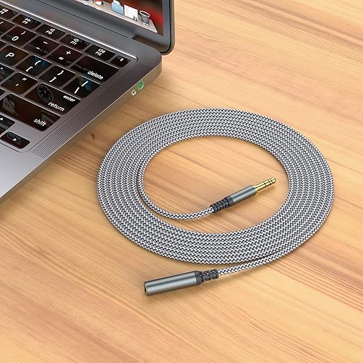 MCSPER Headphone Extension Cable, [2-Pack, 3.3ft Hi-Fi ] 3.5mm Extension AudioMale to Female Aux Adapter Hi-Fi Sound Stereo Extender Cord for Headset, iPhone, iPad, Smartphones, Tablets & More (Grey)