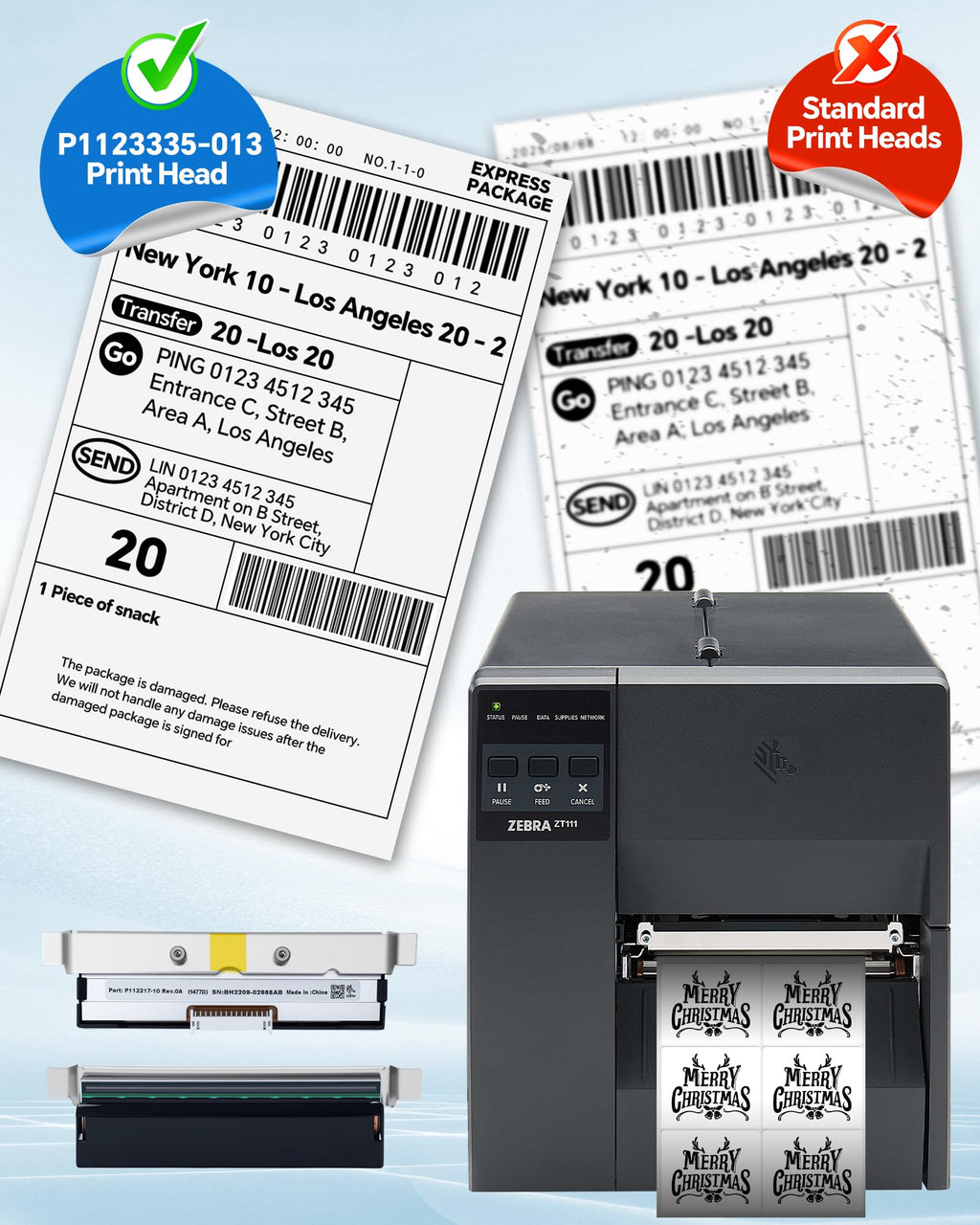 P1123335-013 Genuine Print Head for Zebra ZT111 ZT211 ZT231, New Printhead for Zebra Barcode Thermal Label Industrial Printer 300dpi OEM Replacement P112217-10