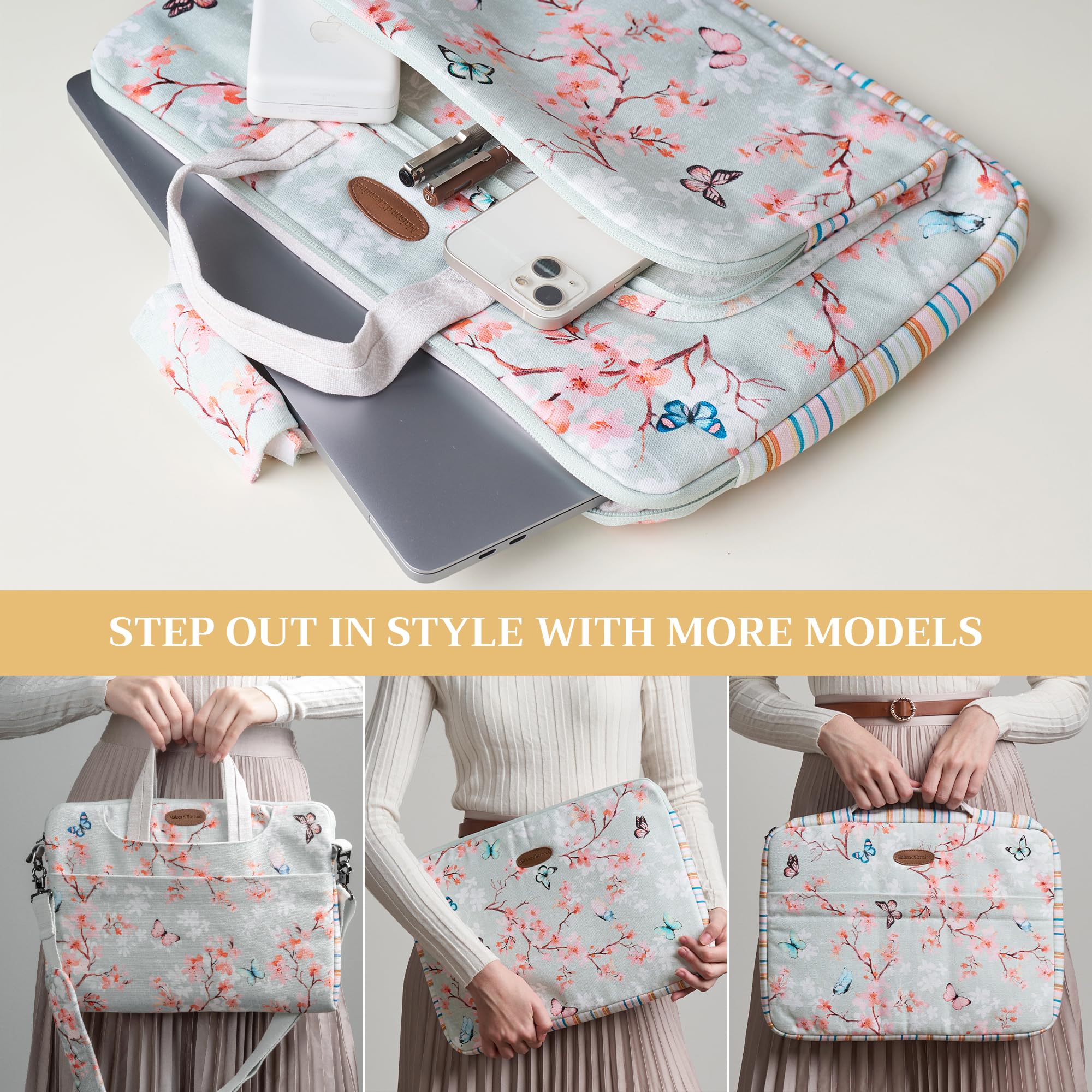 Maison d' Hermine Laptop Bag with Front Pocket Upto 15.5 inch Laptop Tablet