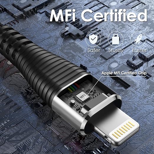 Extra Long iPhone Charger Cord 10FT 2Pack, Apple MFi Certified USB A to Lightning Cable Braided Fast Charging Cord Compatible with iPhone14/13/12/11 Pro Max/Pro/XS Max/XS/XR/X/8 Plus/8/7/iPad/iPod