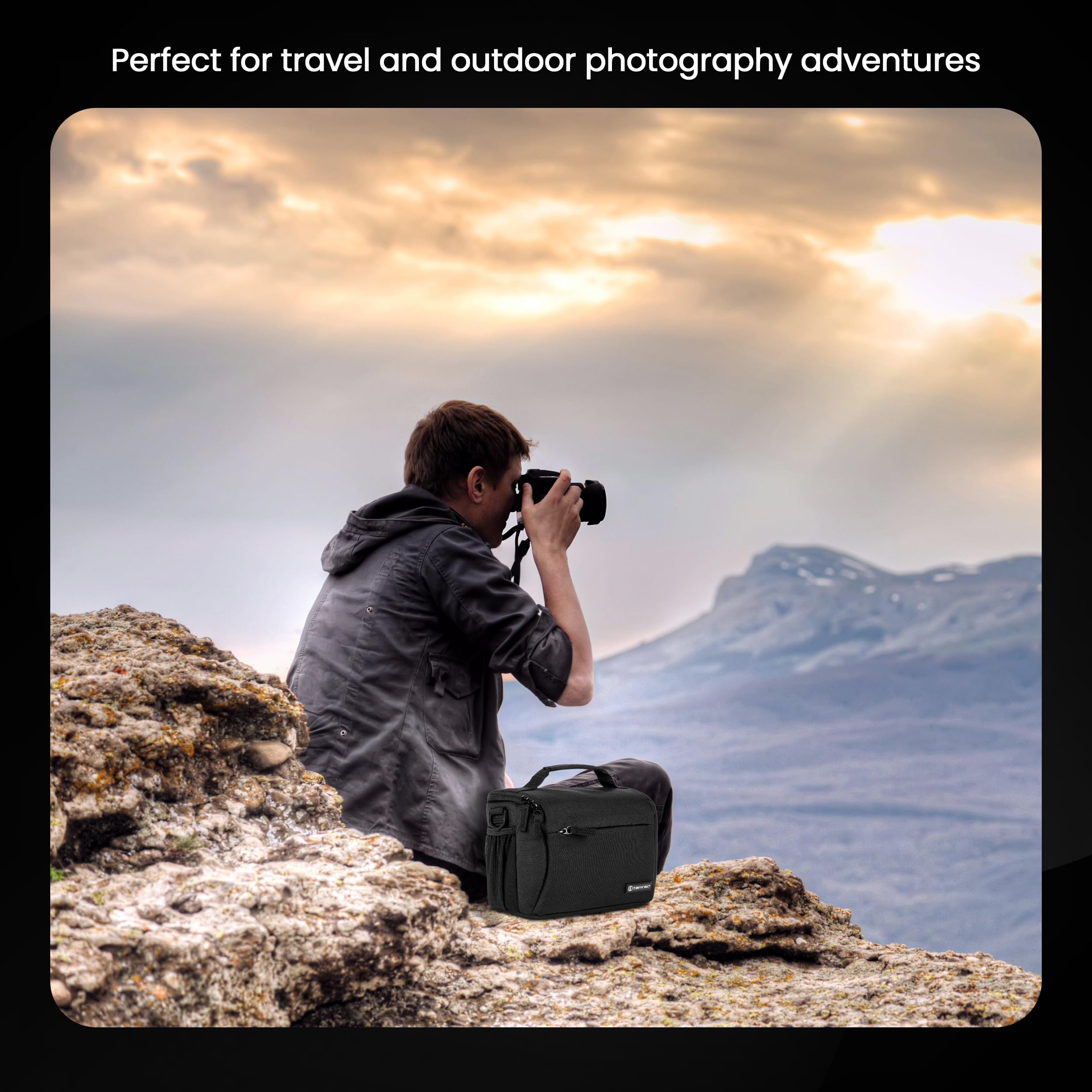 Tamrac Jazz 50 v2.0 Camera Bag for Photographers, Camera Case for Photography Accessories, Shoulder Bag for DSLR and Mirrorless Cameras, Crossbody Camera Bag, Travel Camera Carrying Case – Black
