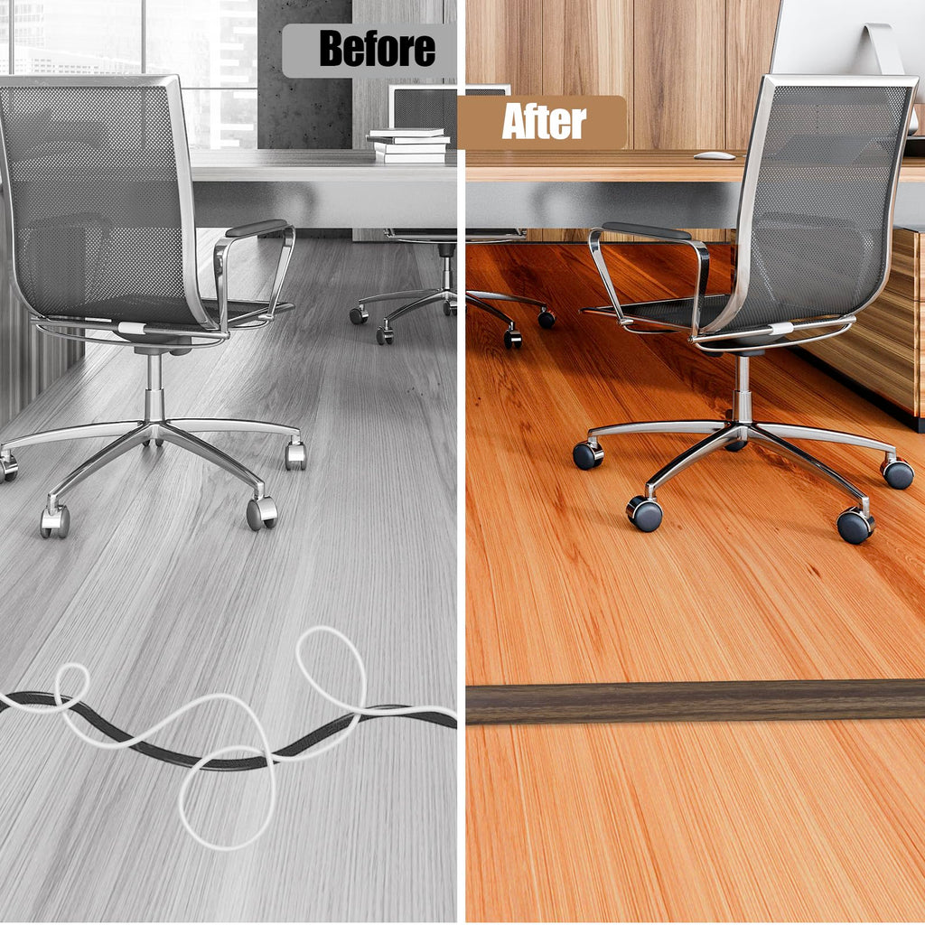 Floor Cord Cover Self Adhesive Cord Hider,10FT Cable Management, Extension Strip Protector for Wires, Prevent Cable Trips for Offices, Gyms, Exhibitions Cavity:0.51"(W) x 0.3"(H) Wood Walnut