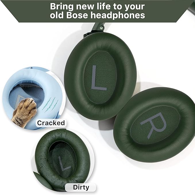 Replacement Ear Pads for Bose QuietComfort 45 (QC45)/QuietComfort SE (QC SE)/New QuietComfort Wireless Over Ear Headphones, Earpads Cushions with Softer Leather and Thicker Memory Foam