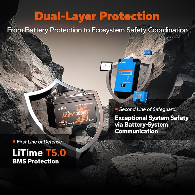 LiTime 12V 100Ah LiFePO4 Group 31 Battery, Compatible with Victron, Built-in 100A BMS & Bluetooth, Low-Temperature Protection, CAN/RS485 Communication, Ideal for Trolling Motors, Marine, RV & Off-Grid