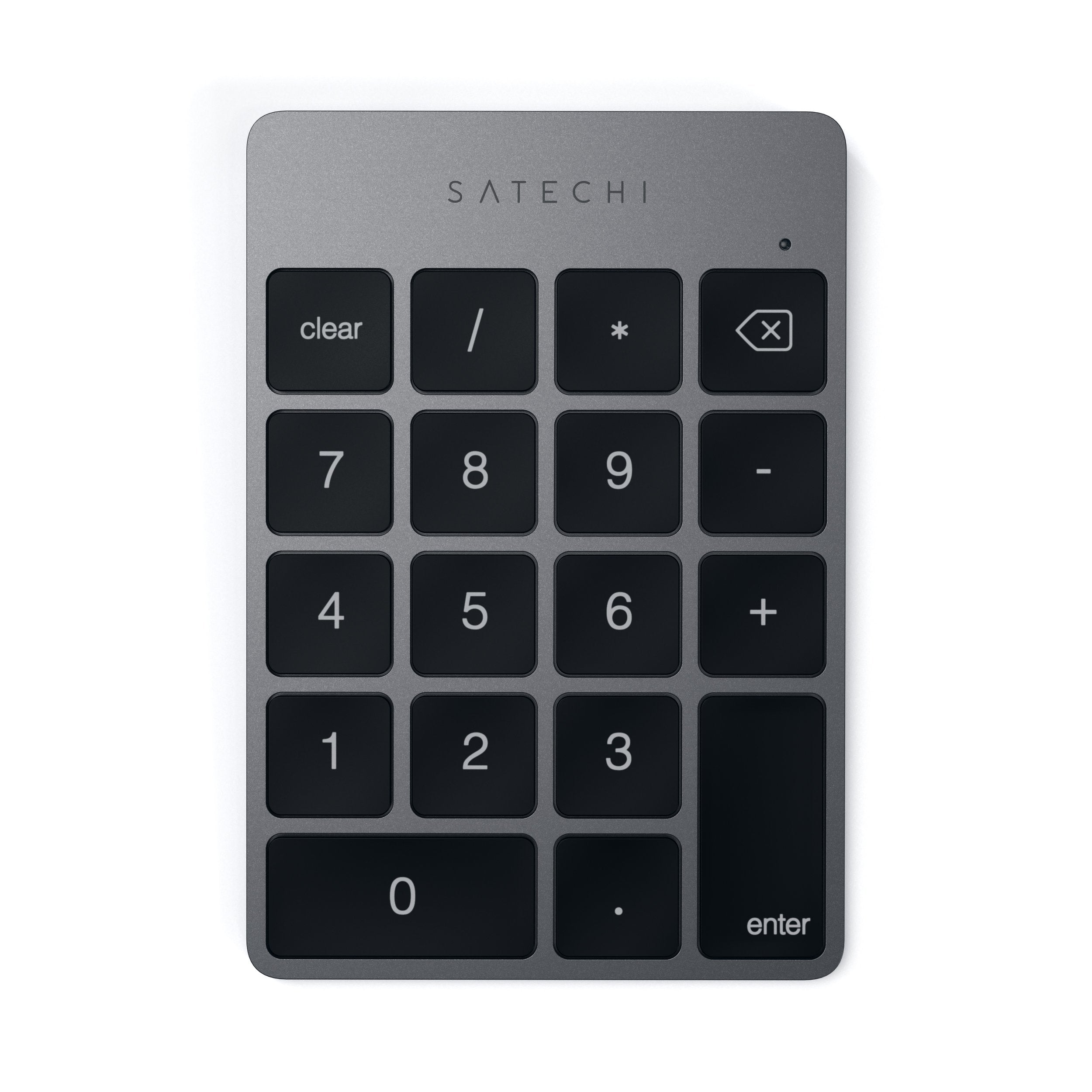 Satechi Slim Aluminum Bluetooth Keypad, Wireless Number Pad with 18 Keys, Micro USB Rechargeable Numpad, External Number Pad for MacBook Air/Pro/Neo, iPad Air/Pro, iMac, PC - Space Gray