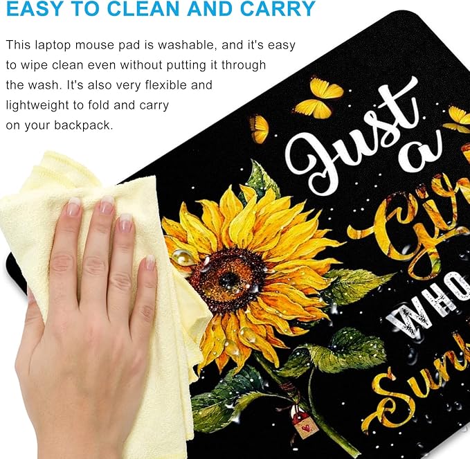 SHALYSONG Sunflower Girl Mouse Pad, Cute Aesthetic Small Laptop Mousepad
