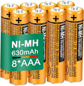 8 Pack HHR-65AAABU NI-MH Rechargeable Batteries 1.2V 630mAh AAA Battery for Panasonic Cordless Telephone Batteries