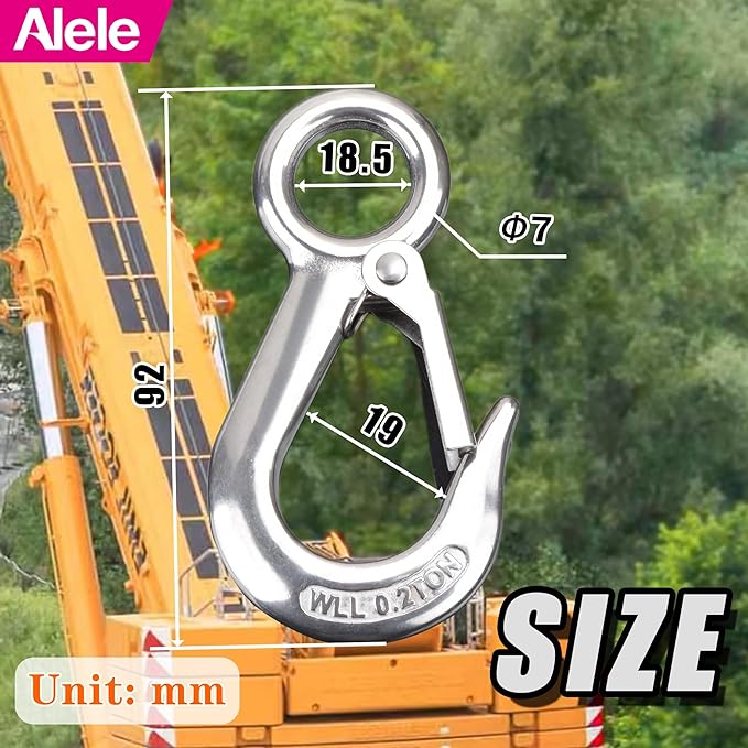 Alele Grab Hooks, 440 Pounds Slip Hooks,Stainless Steel Lifting Hook Rigging Accessory,4 Pack
