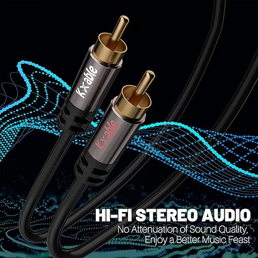RCA Cable 100FT, 2RCA Male to 2RCA Male Stereo Audio Cable,【Oxygen-Free Copper, Hi-Fi Sound, Double Shielded】 2 RCA Car Audio Subwoofer Cord for Home Theater, HDTV, Amplifier, Hi-Fi System, Speaker